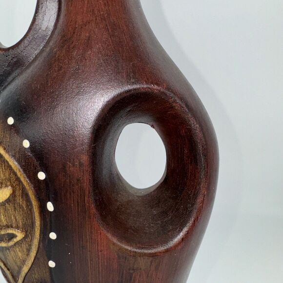 Vintage Ceramic Pitcher Vase Wood Tone Hand Painted 13” Tall - Picture 7 of 13